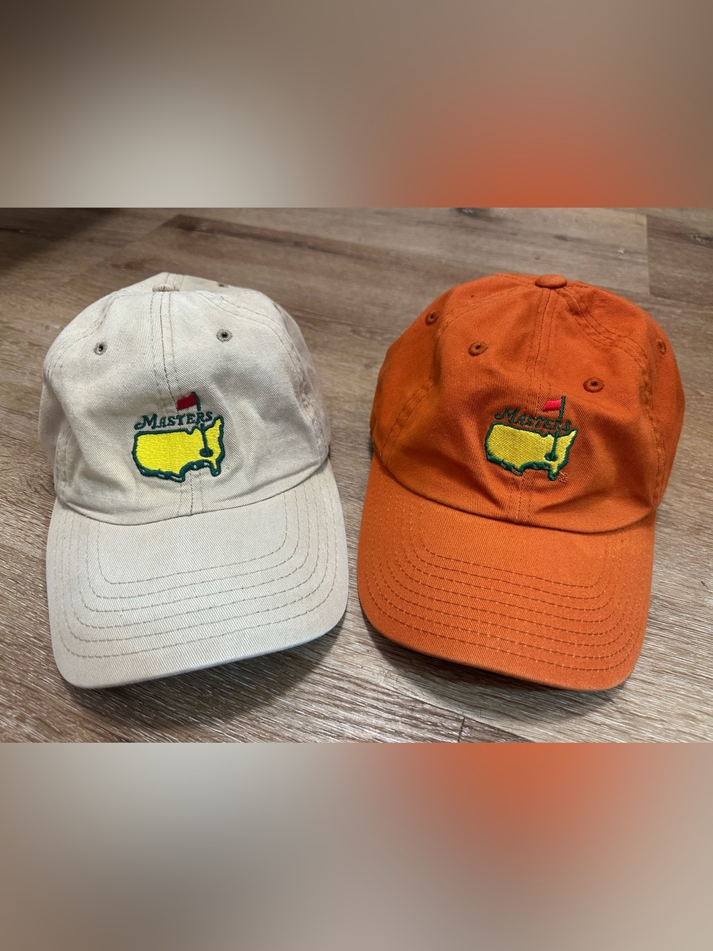 Masters Embroidered Golf Caps - White and Orange (2 Pack)